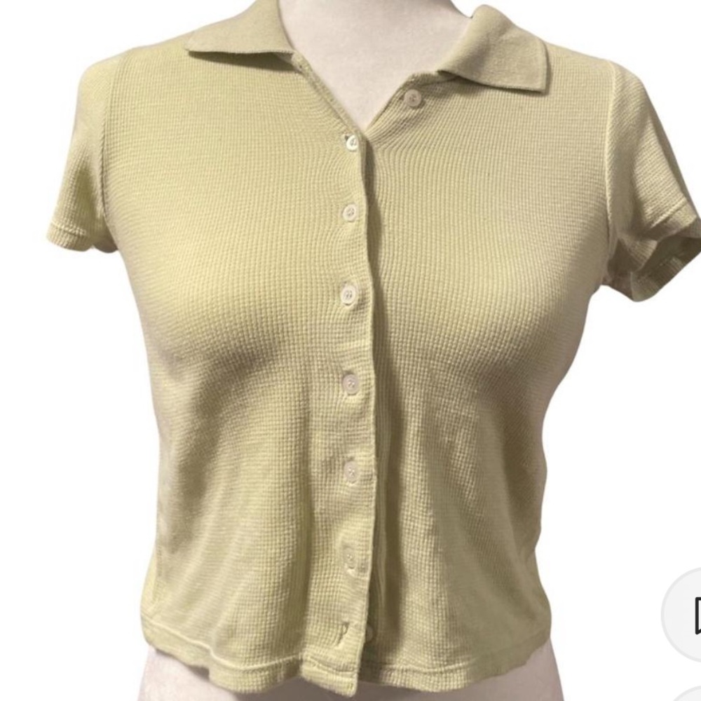 Women's Short Sleeve Button-Up Top - Urban Outiftters - Pastel Green